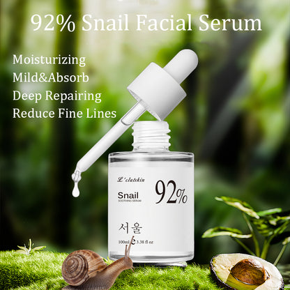 L'clatskin 100ml Snail Mucin 92%Facial Serum Deep Repairing Moisturizing Snail Secretion Filtrate Hydrating Face Essence For Face Women And Men, Day And Nigh Skin Care
