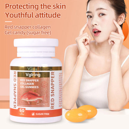 Vglring Silk Fish Collagen Gel Candy Sugar Free Supplemental Collagen Peptide Softgels 0.72g*60 softgels