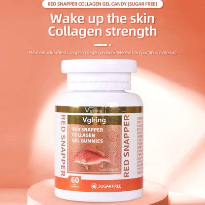 Vglring Silk Fish Collagen Gel Candy Sugar Free Supplemental Collagen Peptide Softgels 0.72g*60 softgels
