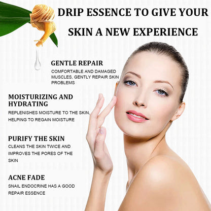 L'clatskin 100ml Snail Mucin 92%Facial Serum Deep Repairing Moisturizing Snail Secretion Filtrate Hydrating Face Essence For Face Women And Men, Day And Nigh Skin Care