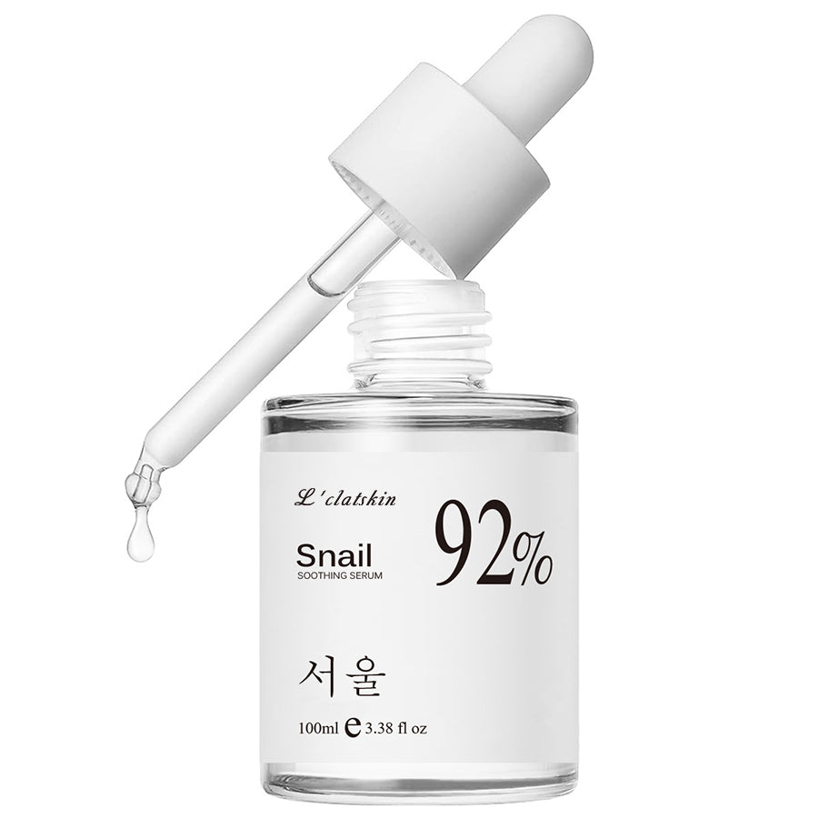 L'clatskin 100ml Snail Mucin 92%Facial Serum Deep Repairing Moisturizing Snail Secretion Filtrate Hydrating Face Essence For Face Women And Men, Day And Nigh Skin Care